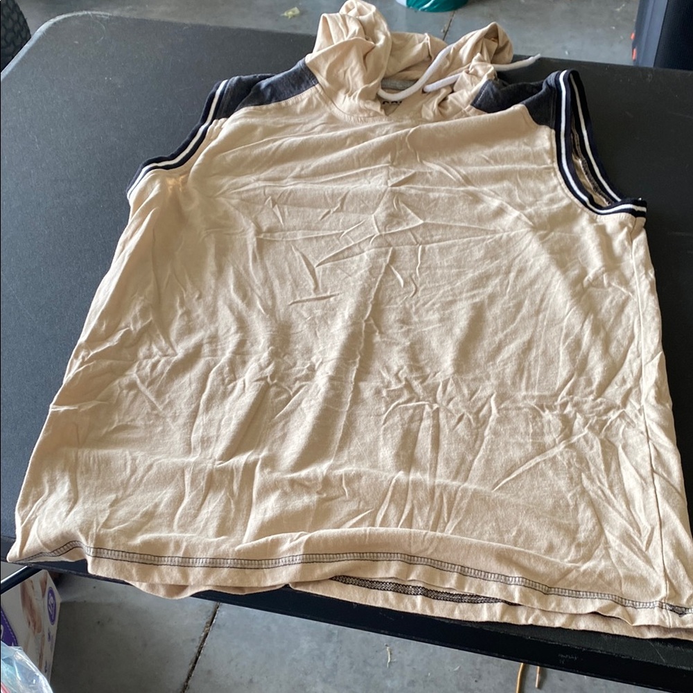 Tan Sleeveless Hoodie